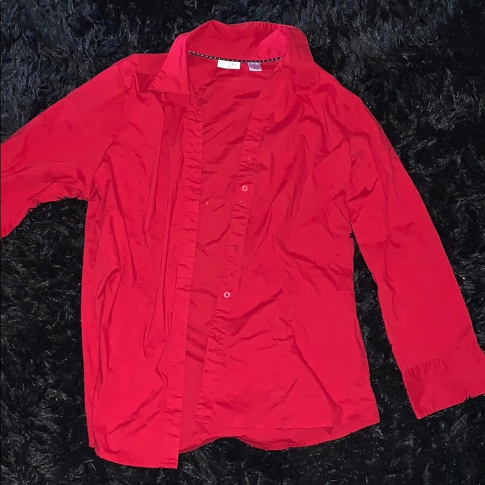 red button up shirt